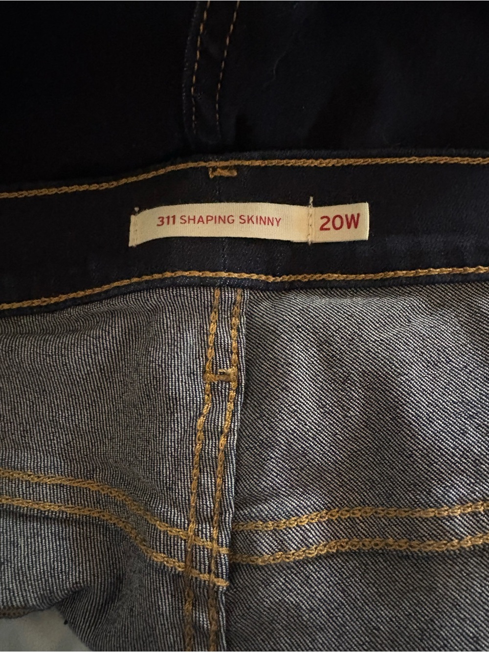 Levi’s 311 Shaping Skinny Jeans 20W - Dark Denim with Gold Stitching